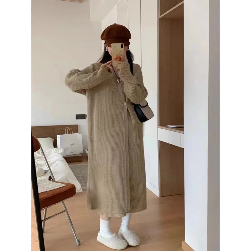 Design Sense for Autumn and Winter Comfort, Versatile Design Sense, Knitted Sweater Base, Sweater Dress for Women, Loose Fit