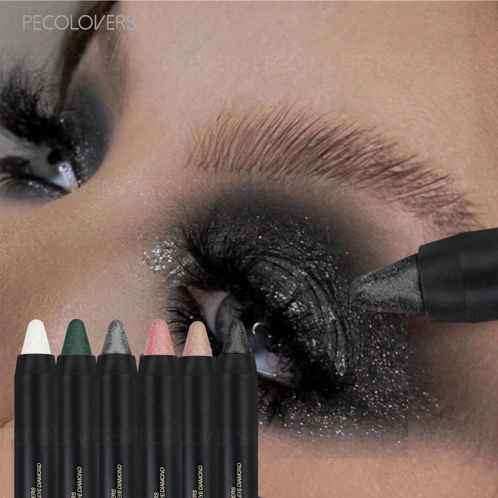 1 Pcs Double-head Eye Shadow Stick, with Brush Head, Long-lasting High Color Presentation of Glitter, Shimmer Eyeshadow Makeup