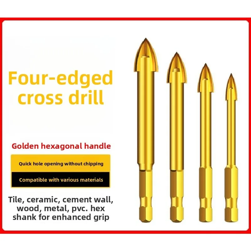 6-12mm Drill Bit Titanium Ceramic Tile Marble Glass Spear Head Hex Shank Workshop Equipment Power Tools Set Parts Drill Bits