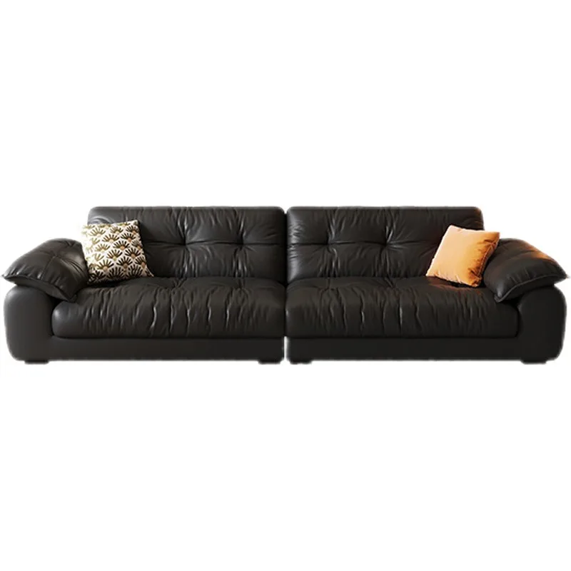 

Minimalist cloud leather sofa modern simple living room small apartment straight sofa