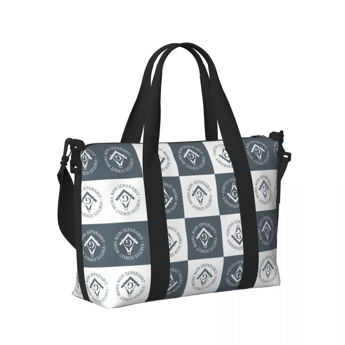 Custom F-Freemasons Sign Tote Bag Women Large Capacity Masonic Beach Gym Travel Bags