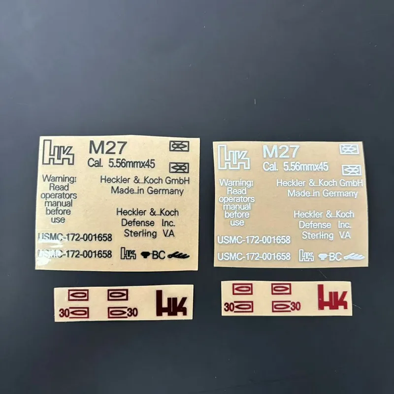 HK M27 IAR Металлическая наклейка Белый Черный DIY Украшение MK18 New Weill G36 Jinming M4 Гелевой шар Водяной пистолет HK416 LeHui AK74 Аксессуар