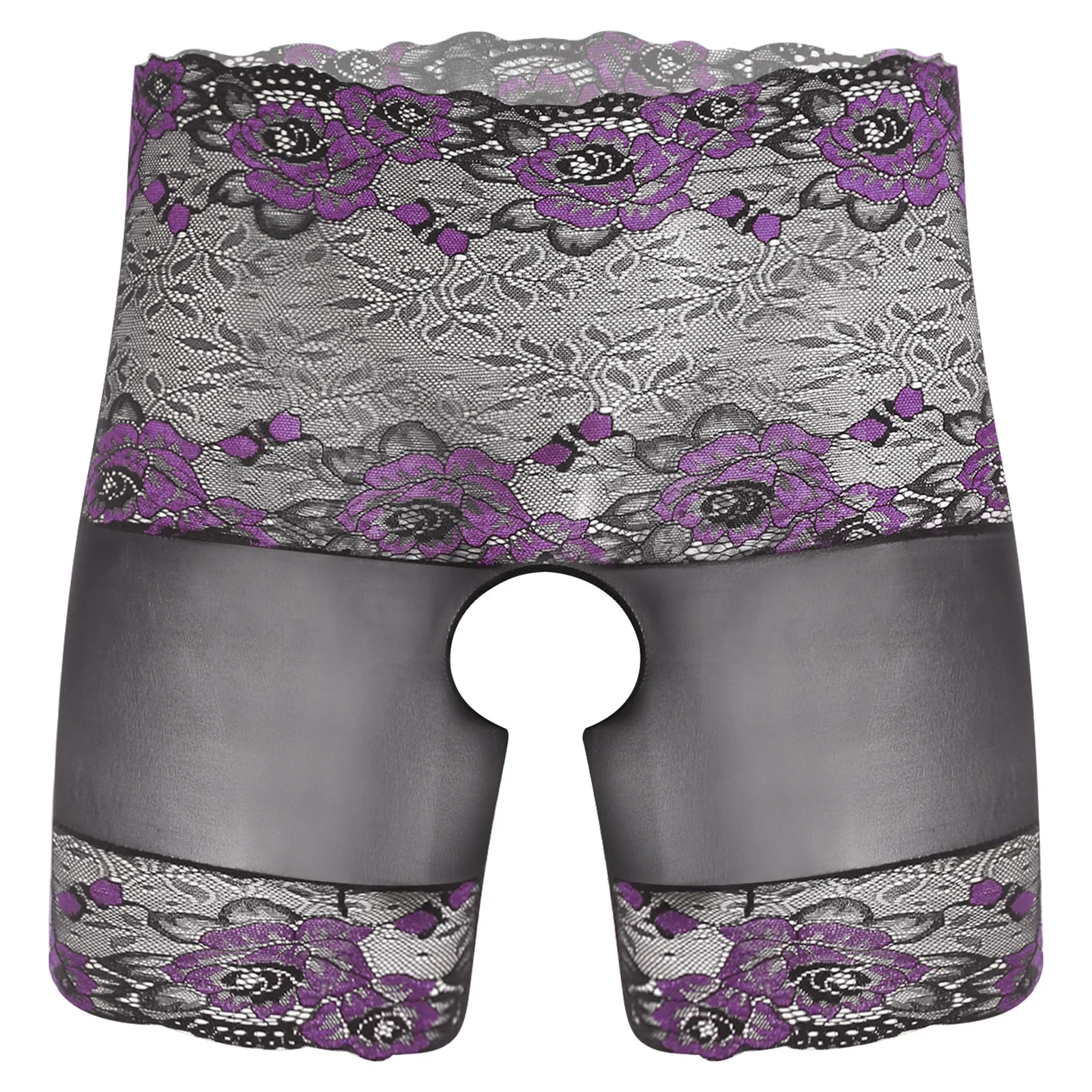 

Men Gays Crotchless Briefs Boxer Panties Sexy Floral Lace Trim High Waist Underwear Lingerie Short for Transvestite Drag Queen