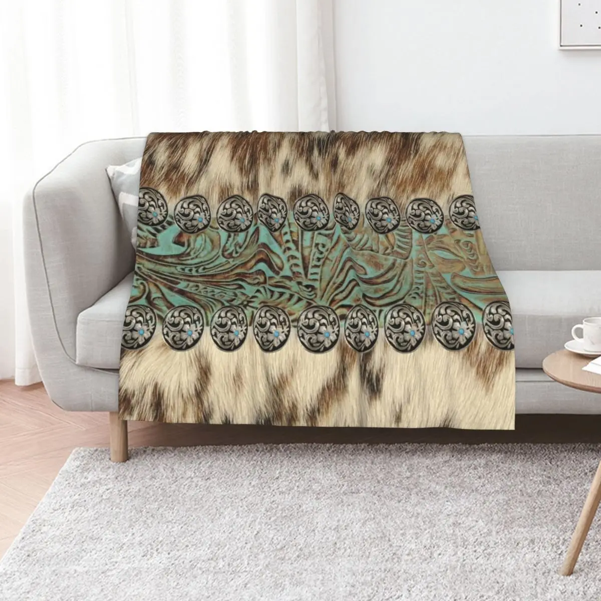 

Rustic brown beige teal western country cowboy fashion Throw Blanket Bed Flannel Luxury St Bed linens Blankets