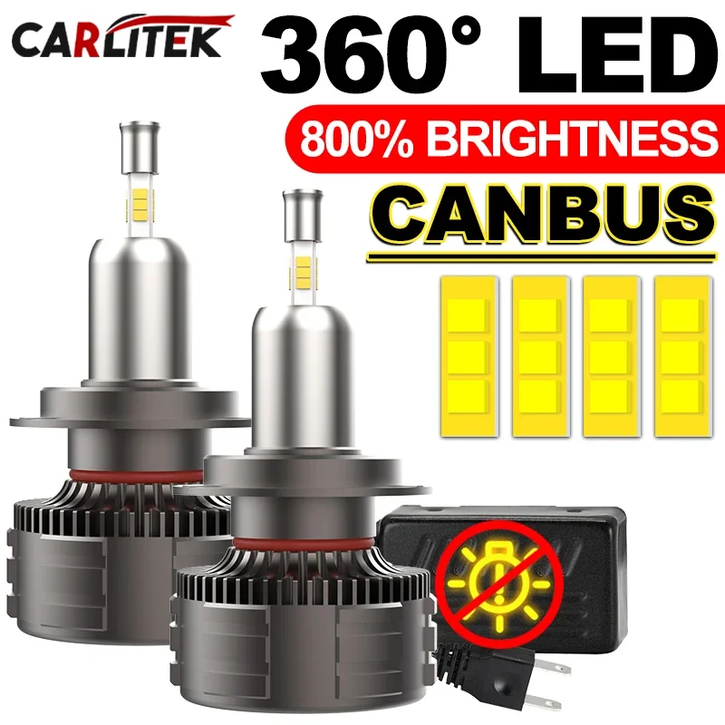 

H4 H7 H11 Светодиодная фара CANBUS 360 LED H1 H8 H9 HB3 9005 HB4 9006 6000K Турбо Автомобильная фара Противотуманная фара для линз проектора дальнего света