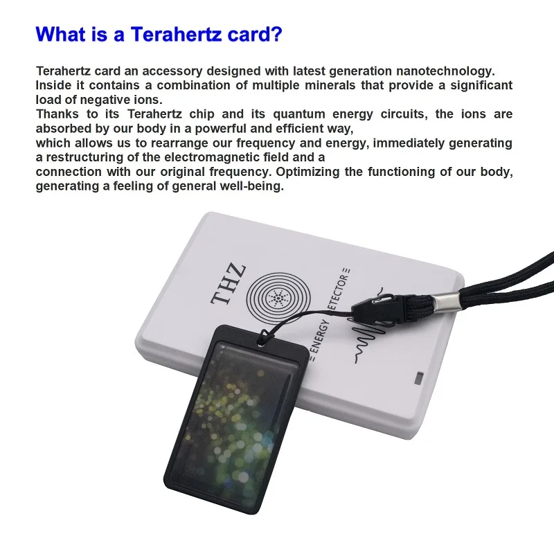 Tera hertz Energy Chip Karte Quanten energie neue Me-Karte Tarjeta Cuantica Nume Card Version 9 Chip mit Bag Cord Custom ized Logo