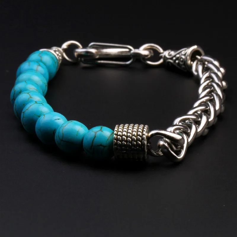 Bracelet à chaîne en acier inoxydable 316L pour hommes, bijoux en pierre naturelle œil de tigre, perles tendance Hip Hop, cadeaux pour hommes