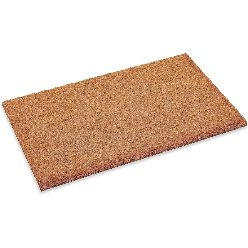 Cut 3/4 inch thick coconut mats with vinyl backing in various sizes, perfect for recessed area entrances, coconut door mats