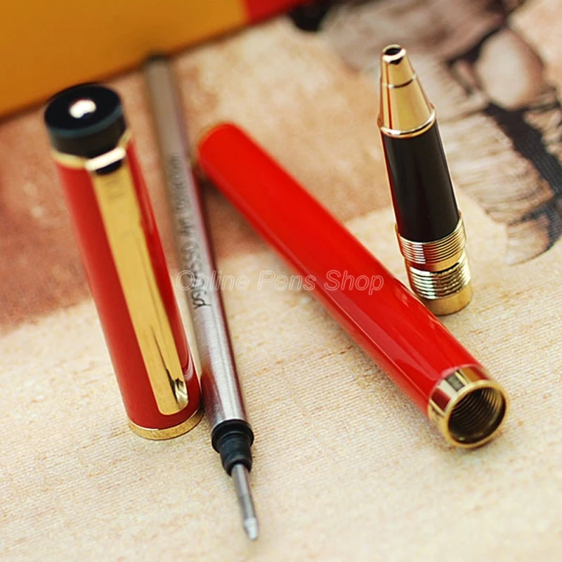 Picasso Red & Golden Matel Rollerball Pen For Office & Home & School Writing Supplies BR006