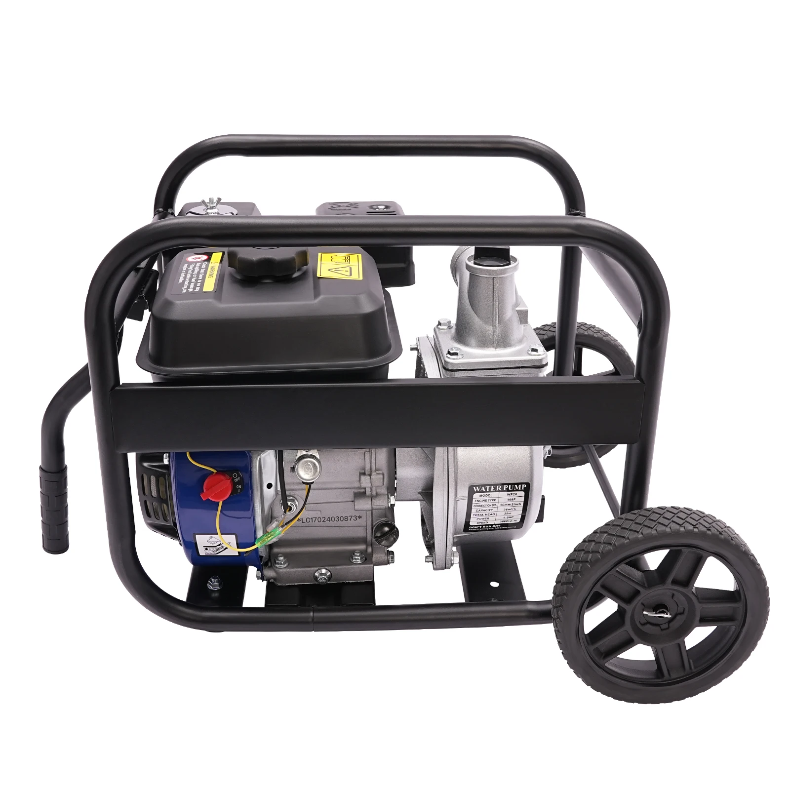 

210CC 4-stroke Portable Water Pump 6.5hp 3600 RPM Tool with Handle and Wheels 4L Fuel Tank Capacity