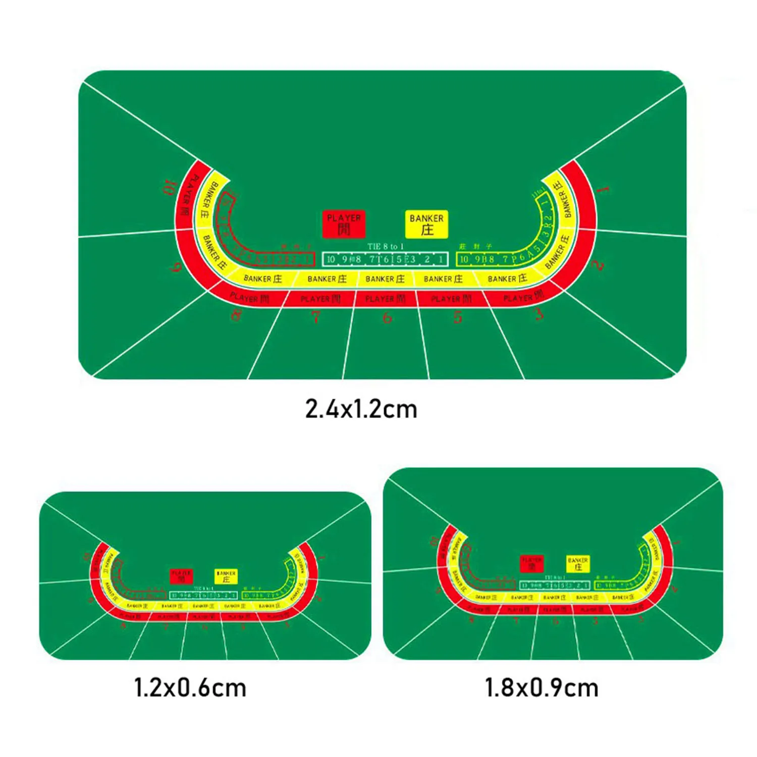 

120x60cm/180x90cm/240x120cm Texas Hold'em Table Mat, Baccarat Special Wear resistant Chip Mat, Poker Mat, Egg Table Mat