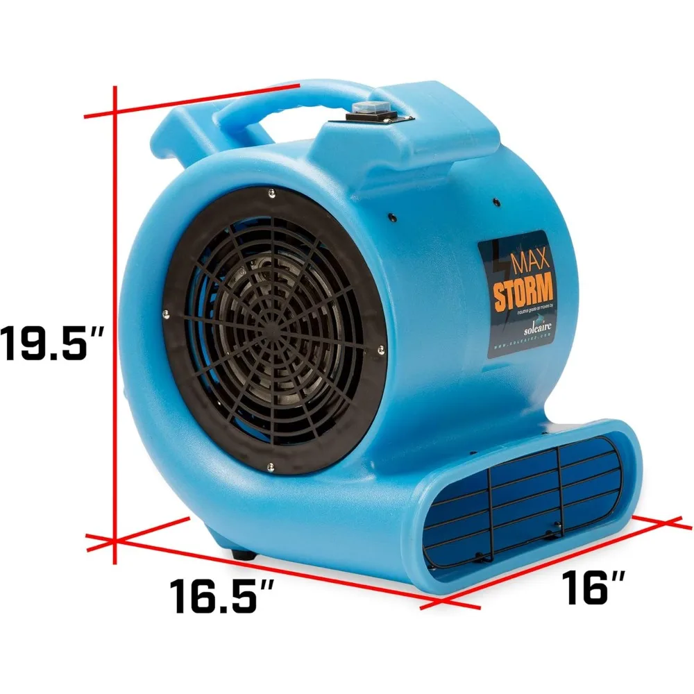 스톰 1/2 HP 내구성 경량 에어 무버 카펫 건조기 블로워 바닥 팬 프로 청소업자용, 블루, 1팩