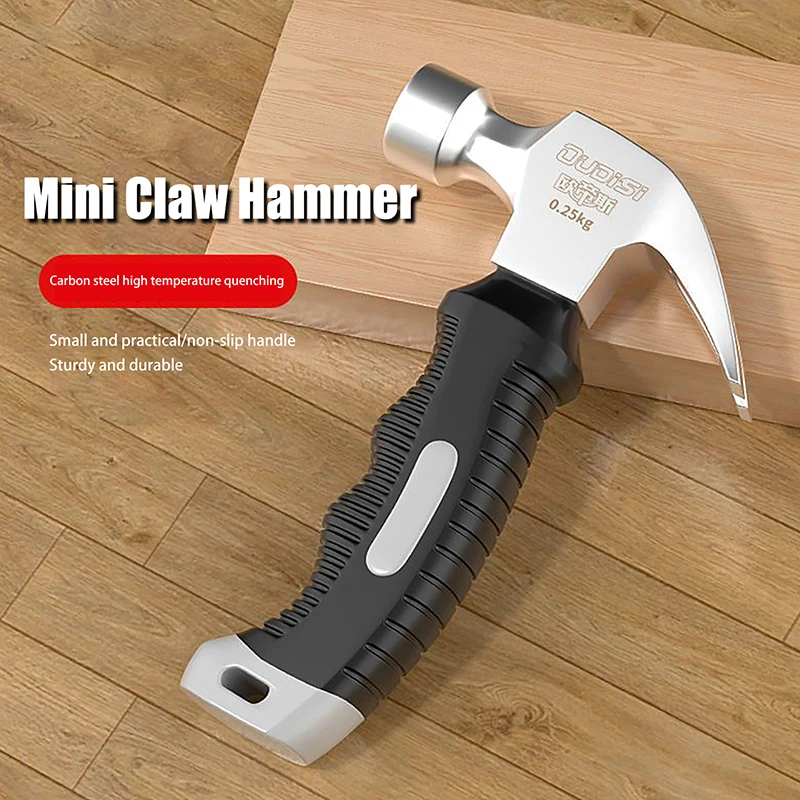 Comprehensive Mini Claw Hammer - Features Anti-Slip & Shockproof Grip with Magnetic Tip for User-friendly Woodworking.