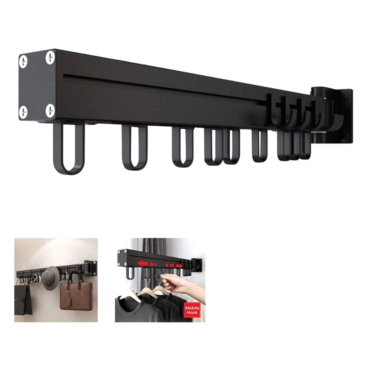

AC62-Drying Rack Wall-Mounted Drying Rack Space-Saving Dry Rack Laundry Rack For Balcony,Laundry Room,Caravan,Push-Pull Type
