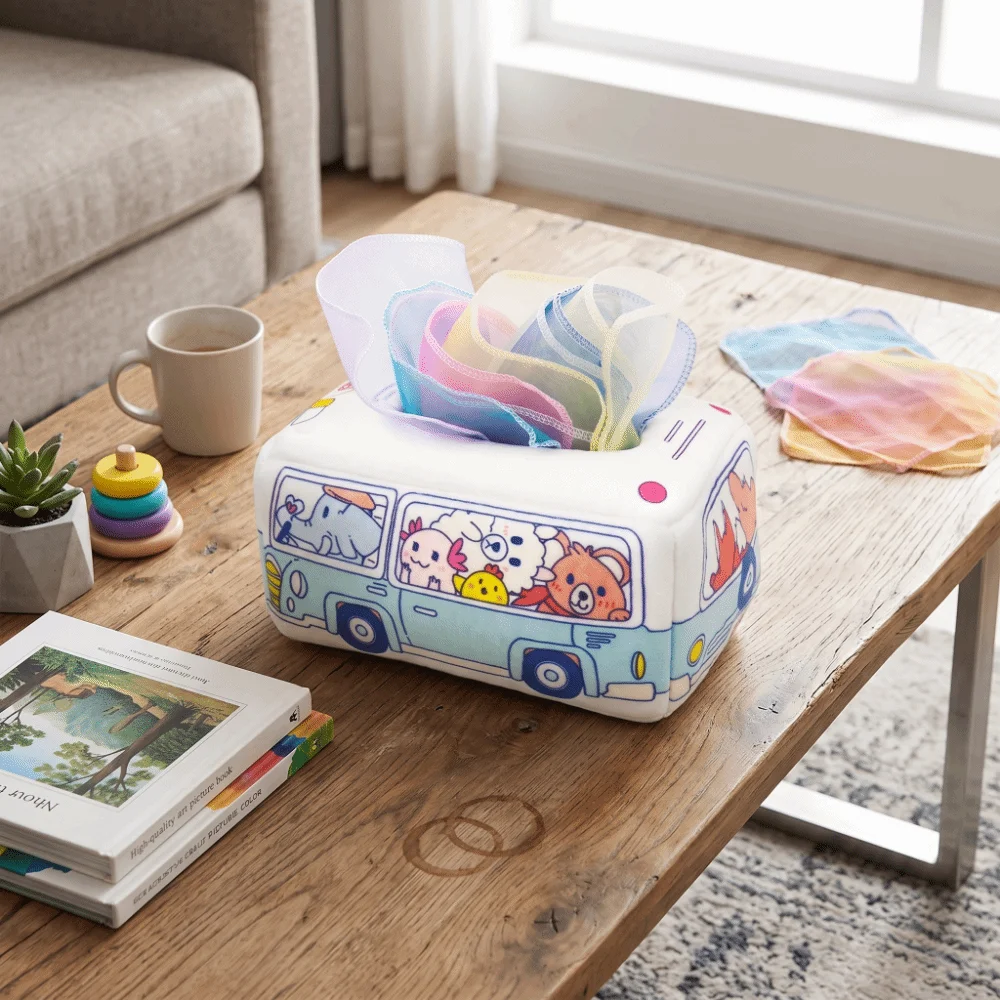 Soft Fabric Magic Tissue Box Finger Exercise Crinkle Paper Montessori Toy For 0‑18 Months Colorful Sensory Toy Toddler