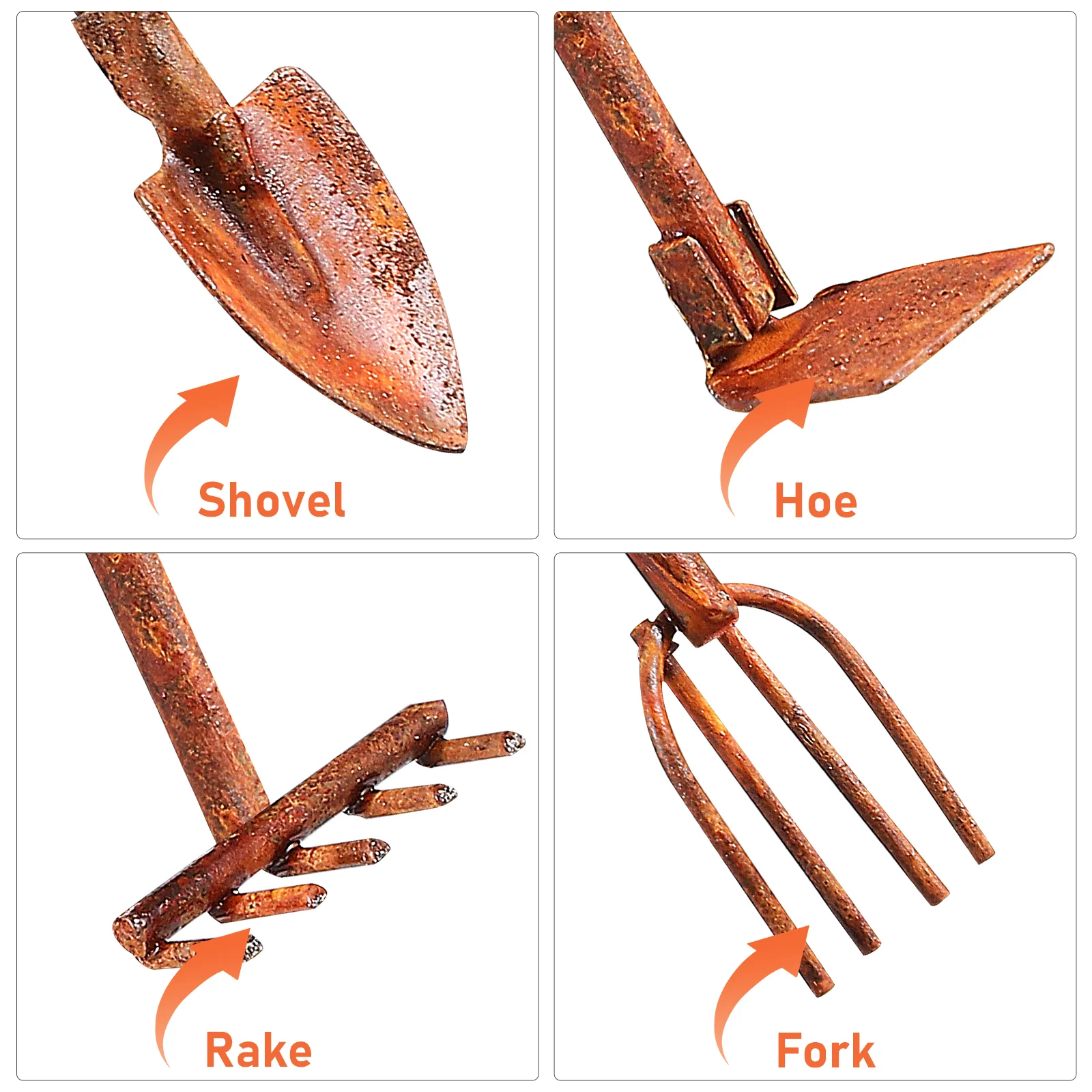 5 ชิ้นเครื่องประดับจอบรุ่นคราดกลางแจ้งเครื่องมือฟาร์มเหล็กตารางทรายตกแต่งบ้าน