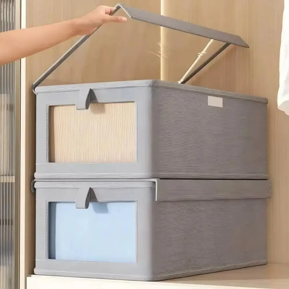 

Stackable Clothes Storage Box Foldable with Lid Wardrobe Organizer Thickened Durable Storage Organizer Clothing Storage