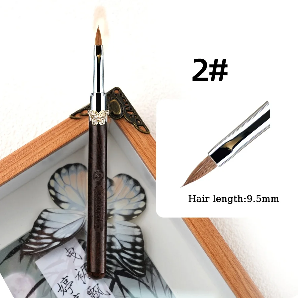 แปรงอะคริลิคสำหรับทำเล็บ ขนโคเลียนสกี้เซเบิล ด้ามไม้จันทน์สีม่วง สำหรับงานออกแบบ 3 มิติ แปรงสำหรับต่อเล็บด้วยผง