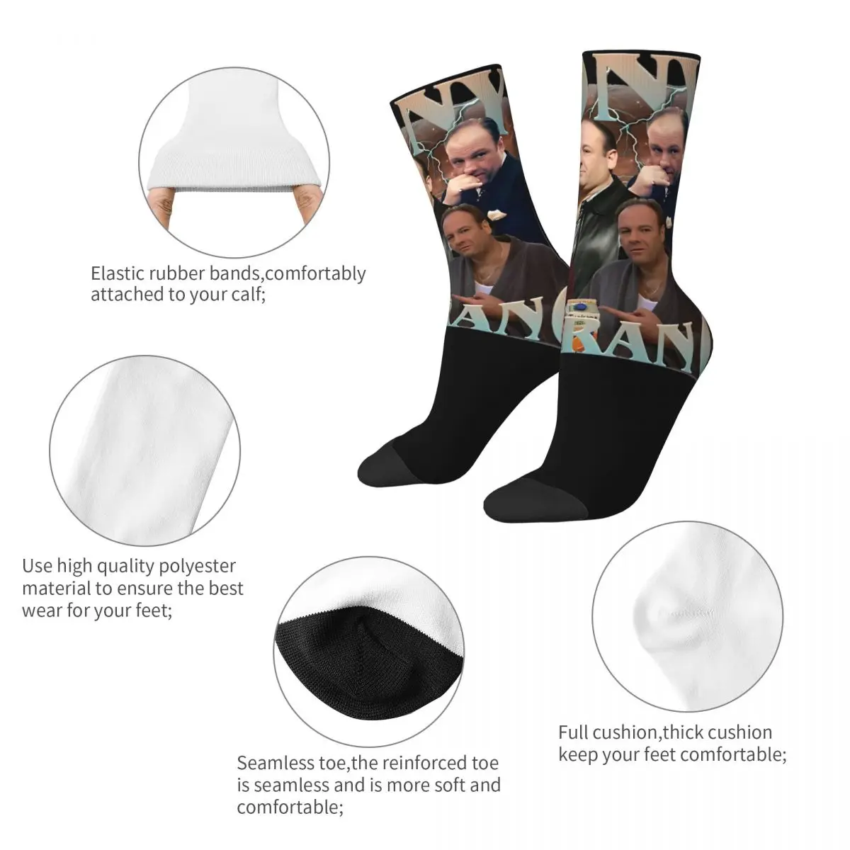 Vintage Tony Soprano Bootleg Theme Crew Socks Accessories for Female Cozy Dress Socks