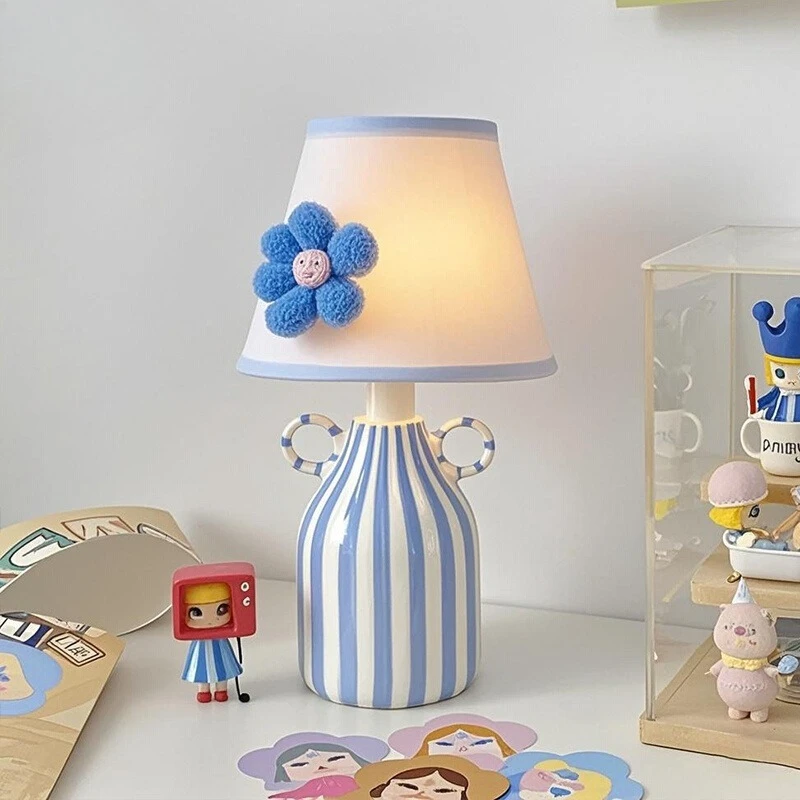 

Medieval Blue Stripe Ceramics Table Lamps LED E27 Atmosphere Warm Desk Lights Living/Kids Room Restaurant Study Reading Bedroom