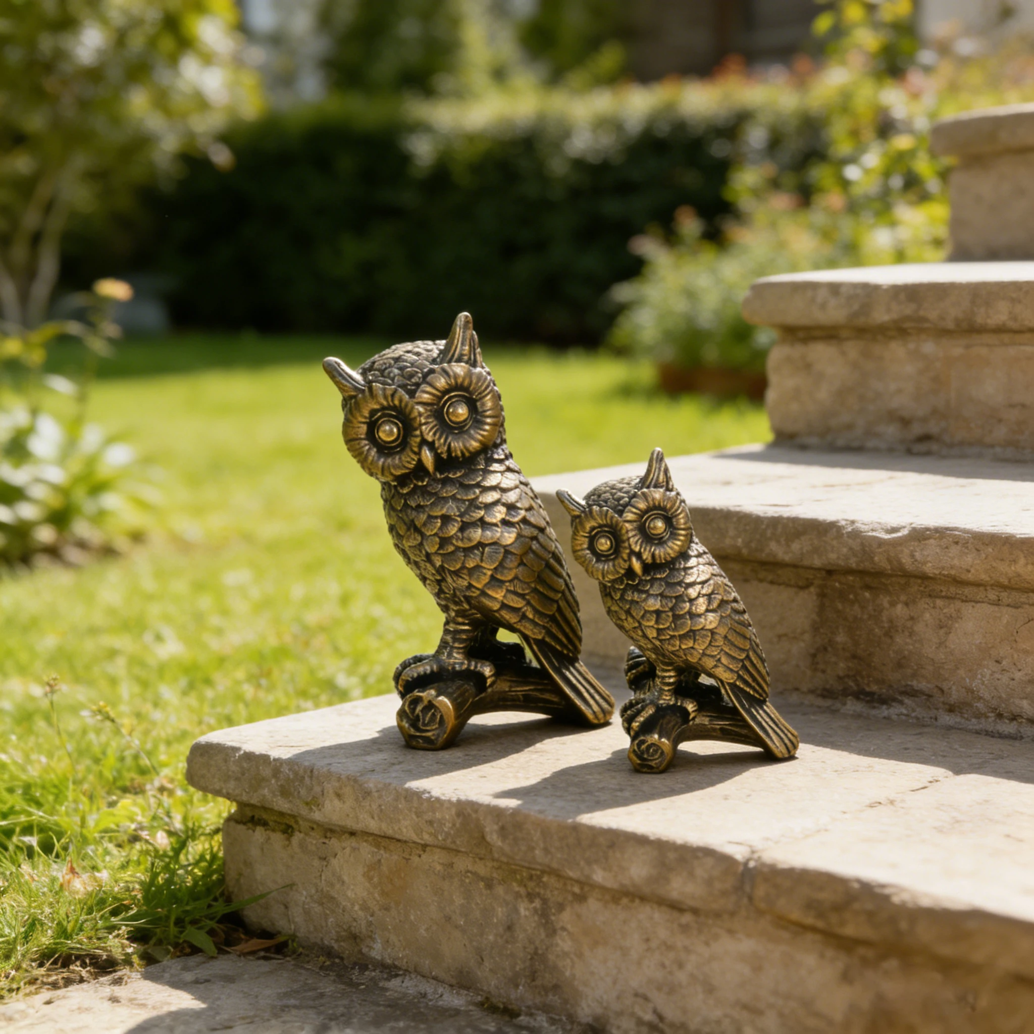 Vintage Craftsmanship Brass Solid Owl Statue Creative Cute Animal Home Garden Decoration Desktop Decoration Exquisite Flat Craft