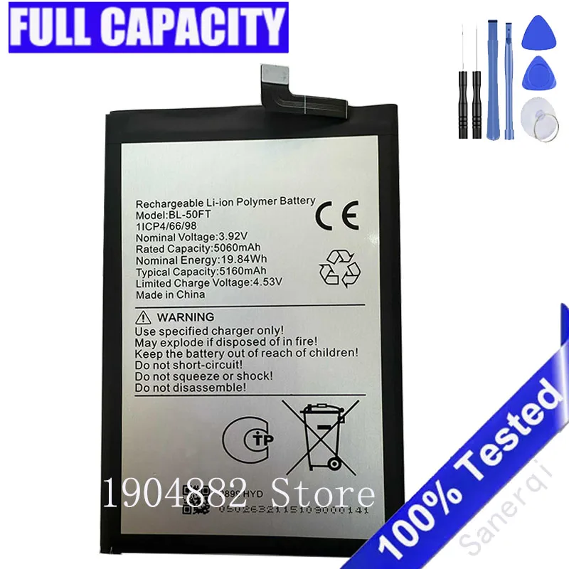 5160Mah Mobile Phone Battery Long-Lasting Fast Charging For Tecno BL-50FT AKKU Batteria + Free tools
