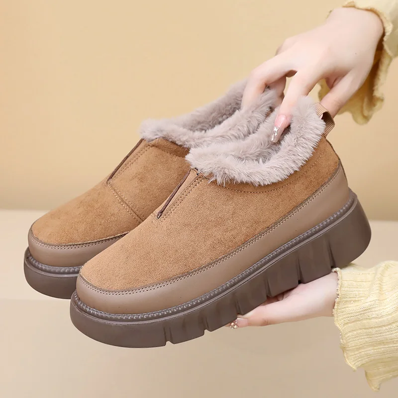 2025 Winter New Thickened Anti-slip and Durable Women's Cotton Shoes with Fleece Lining Warm and Comfortable Free Shipping