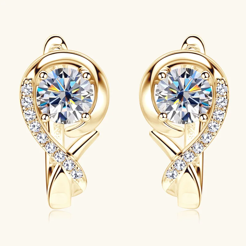 Top Quality Full Moissanite Diamond Drop Earrings Shiny 100% 925 Sterling Silver Moissanita Ear Stud Plate 18k Gold Fine Jewelry