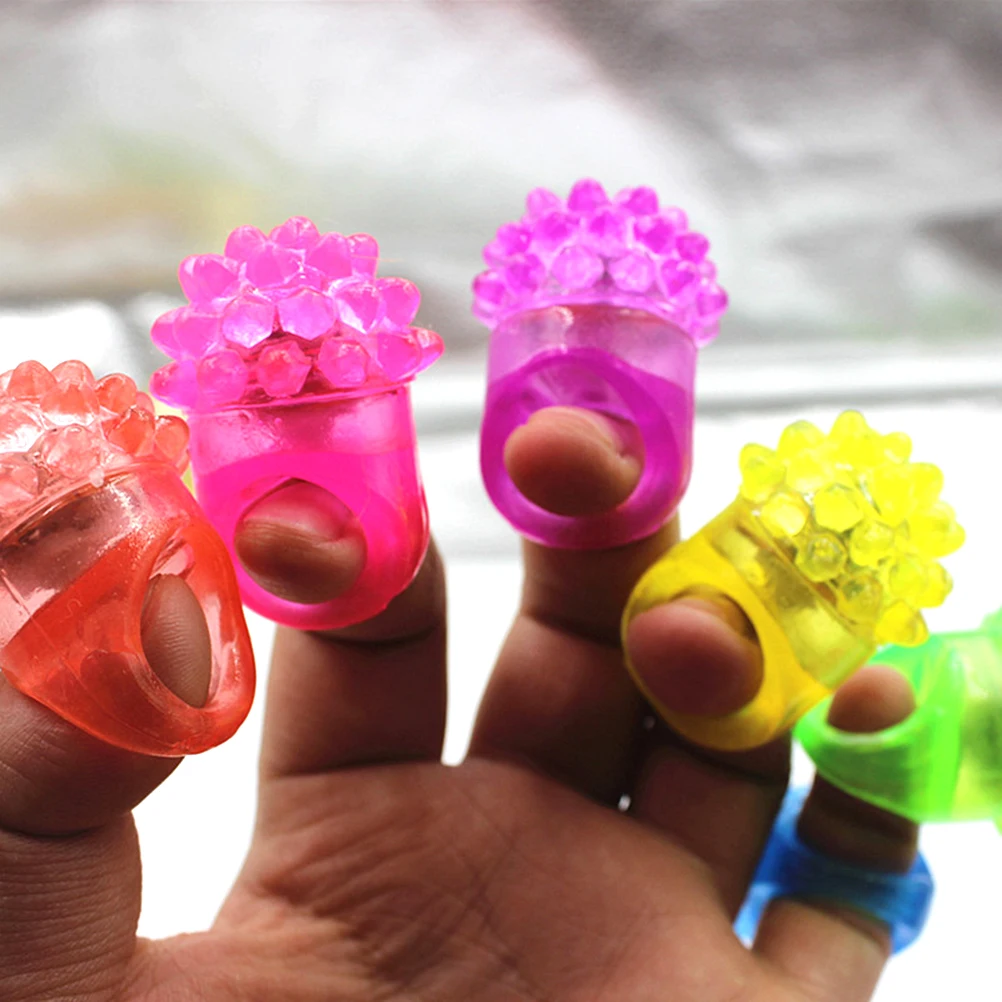 

24 Pcs Glowing Ring Kids LED Toy Strawberry Flashing Rings Soft Rubber Toys Child