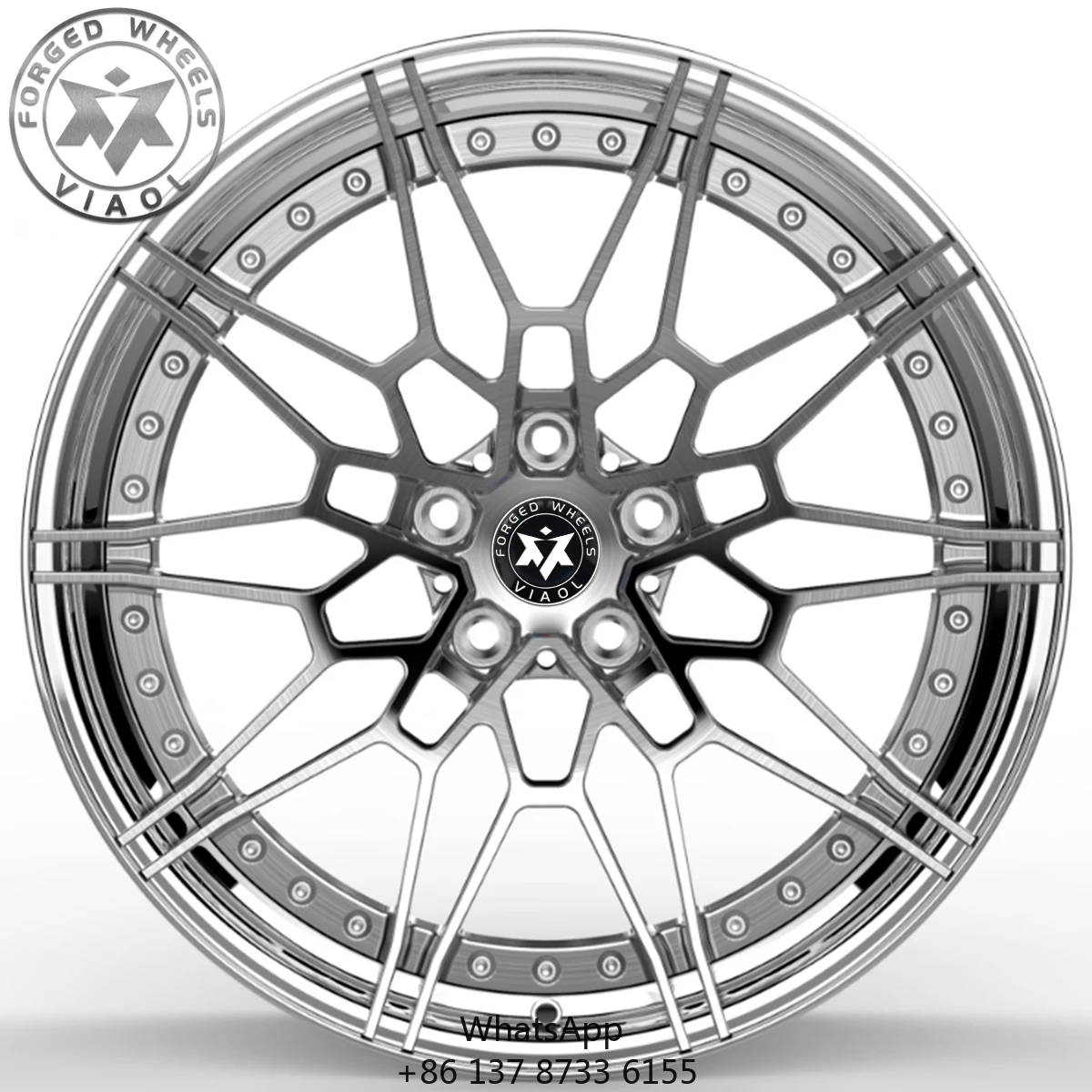 Viaol New 4 Pieces 2-Piece Silver Forged Aluminium Alloy Wheels 16-24inch Deep Dish Concave Design Brushed