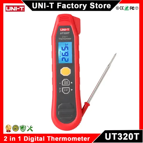UNI-T UT320T Thermometer Digital 2 in 1 Infrared Laser & Contact Probe Professional Household Industrial ℃/℉ Temperature Meter