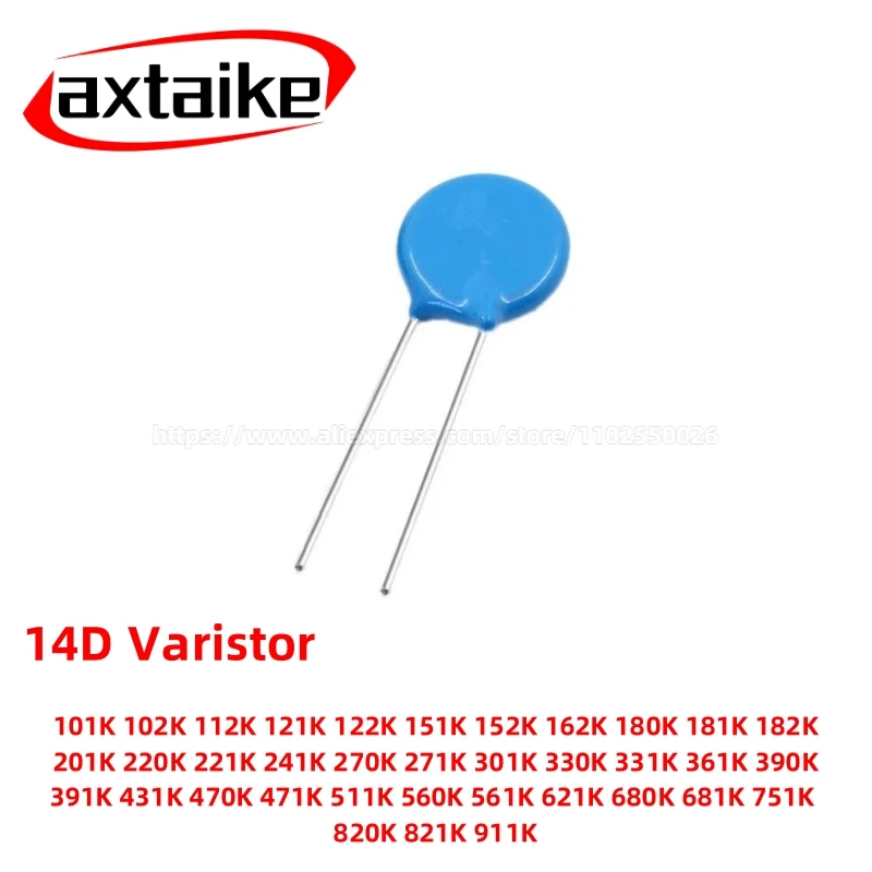 

10PCS 14D Varistor 10-1800V 14D471K/14D681K/14D911K, Zinc Oxide MOV Heavy Duty Surge Protector for Industrial Equipment