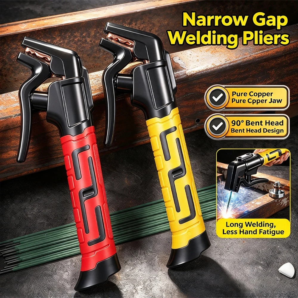 1000A/300A Bent Head Welding Tongs Electrode Holder Heat Resistant Copper Clamp Insulated Handle For Motorcycle Joining Tool