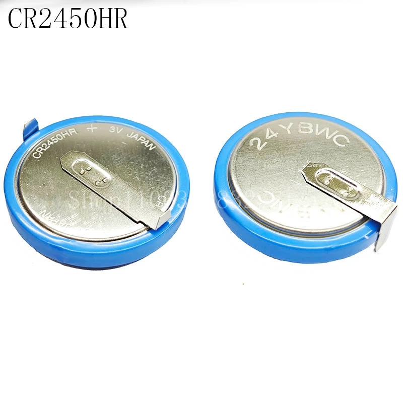 2PCS/LOT CR2450HR With Pins 3V Button Cell 2450HR High Temperature Resistance 2450 LiMnO2 Tire Pressure Monitoring Battery