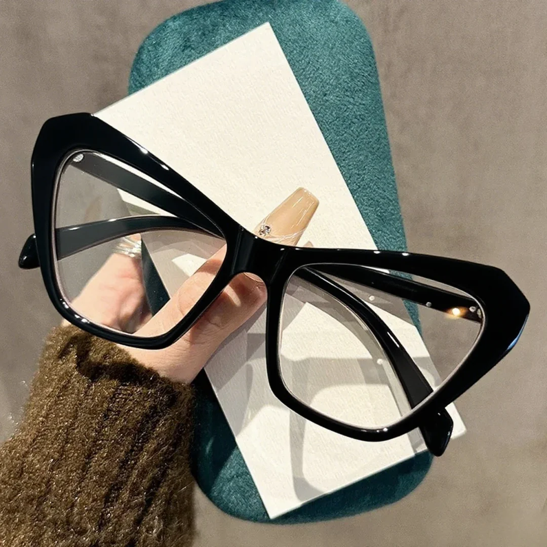 2025 Übergroße Cat Eye Color Collision Presbyopie-Brille für Frauen Neue Anti-Blaulicht-Lesebrille Dioptrien 0 bis +4,0 – Detail 4