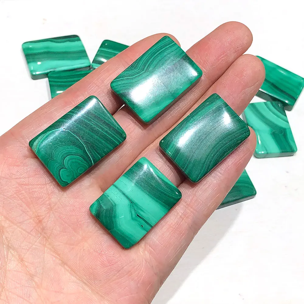 1pc Random Natural Malachite Rectangle Crystals Healing Stone Gemstone Craft DIY for Pendant Home Room Decoration Christmas Gift