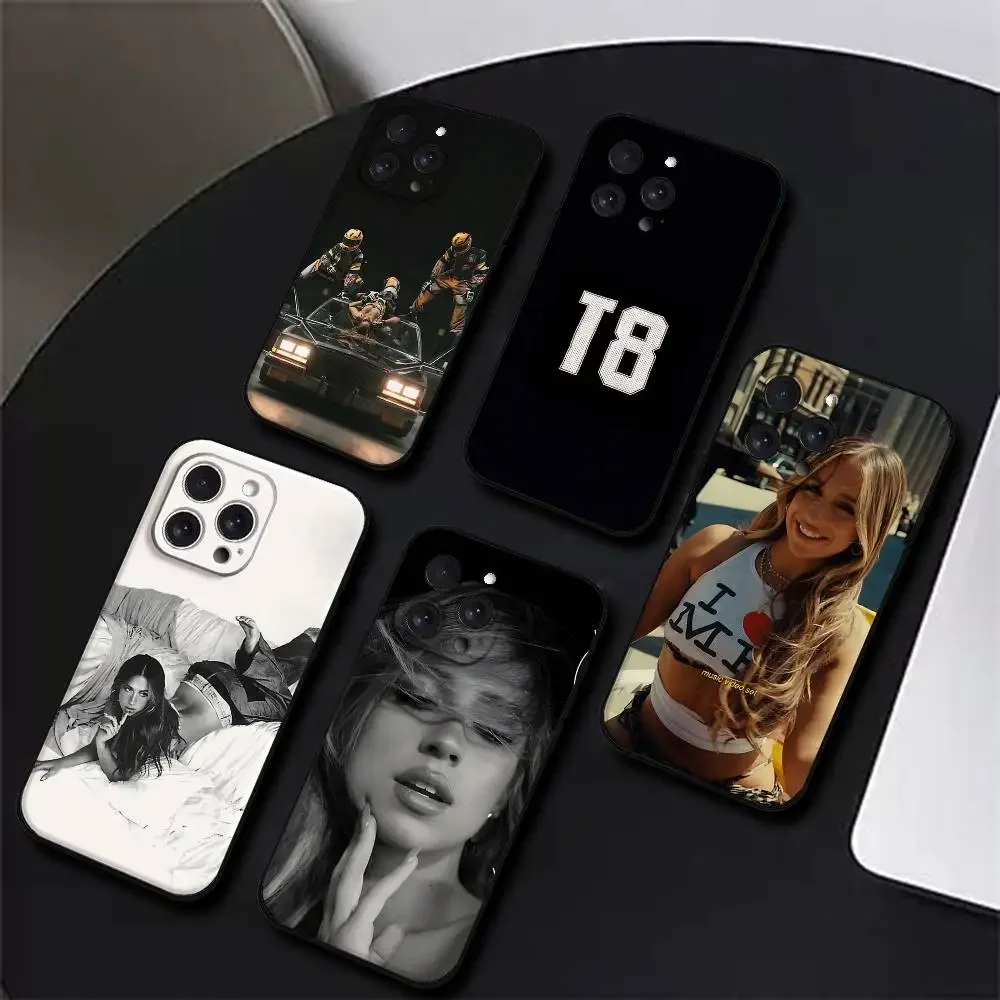 Funda de Silicona Negra Suave Tate McRae para iPhone 17, 16, 15, 14, 13, 12, 11 Plus, Pro, Max, XR, XS, X, 7, 8 Plus, Mini