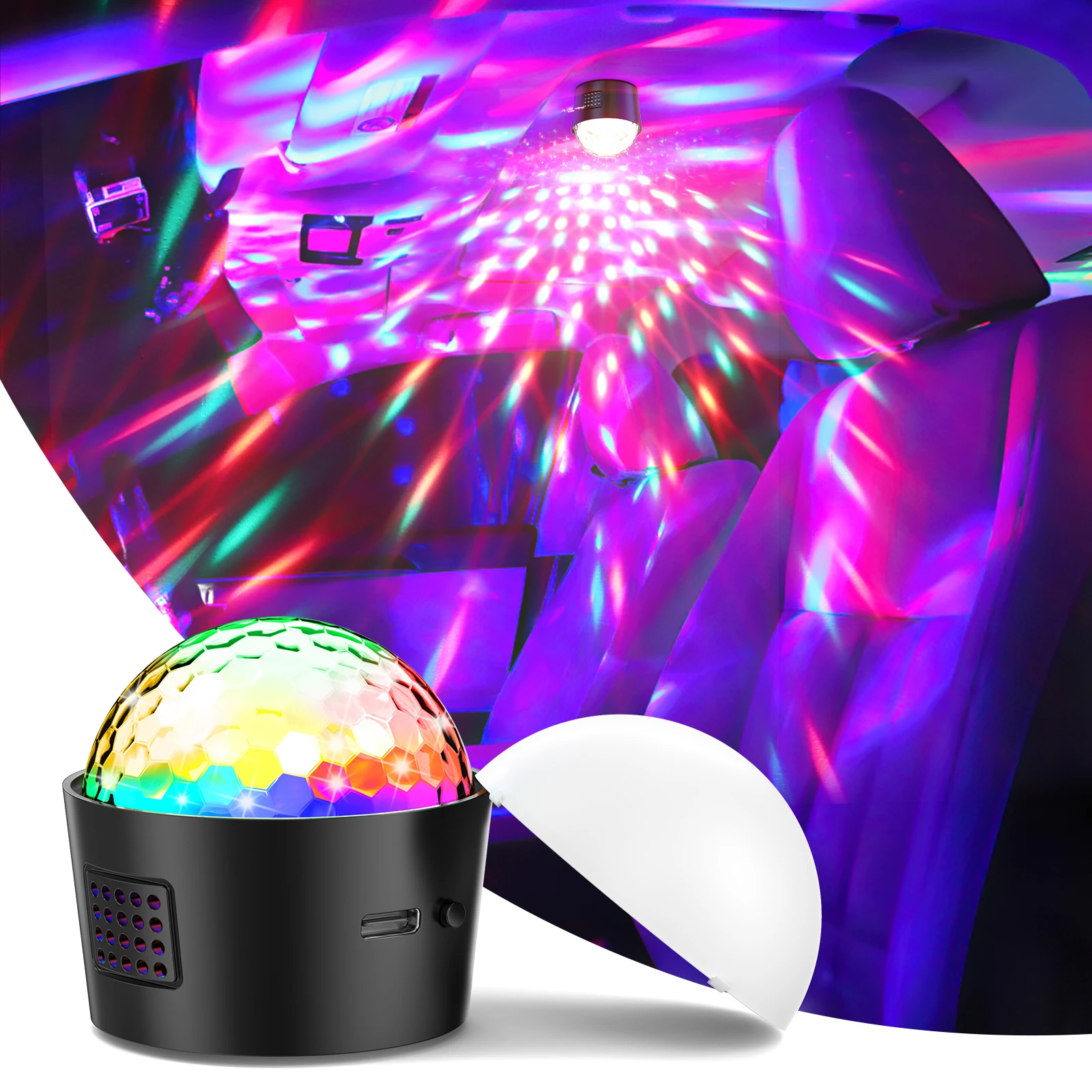 GEFENSI 2PCS LED Stage Disco Light 3W Mini Magic Ball Light Sound Activated Color DJ Light Atmosphere Lamp For KTV Bar Christma
