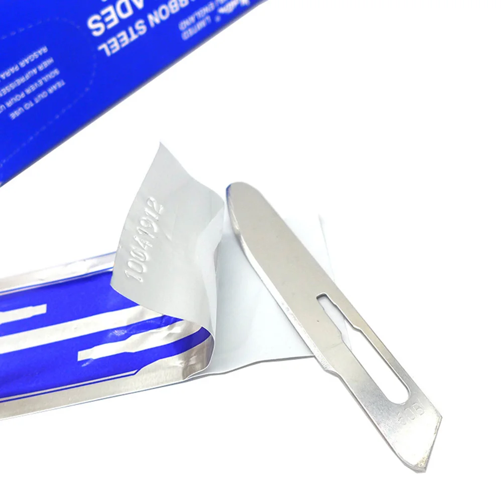 1 Handle and 5 Pcs of No. 60 Blade Set Swann-Morton Long Surgical Blade No. 60 Pointed Tip No. 60B Round Head Sharp Blade