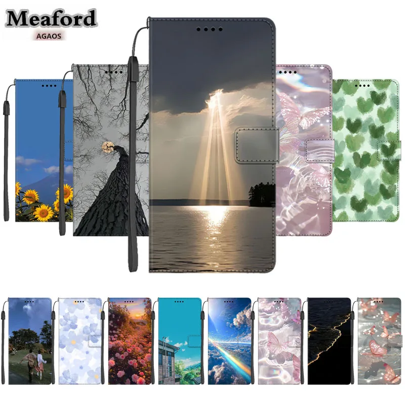 샤오미 레드미 노트 13 프로 플러스 프로 + 용 마그네틱 지갑 플립 커버 해바라기 프린트 쉴드 카파 폰 보호대 가죽 케이스