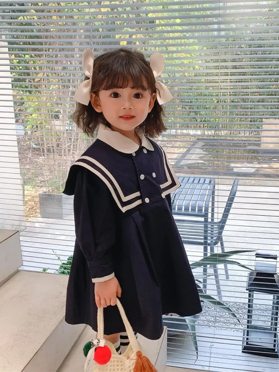 Children's Clothing Autumn New Girls' Campus Style Princess Dress Baby Long Sleeved Children's Fashion Dress School Uniform