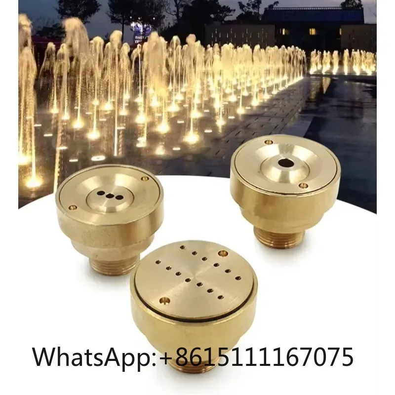 Brass Adjustable 3-Hole Direct Jet Fountain Nozzle, Water Column Sprinkler for Garden Park Pond Music Landscape Fountain