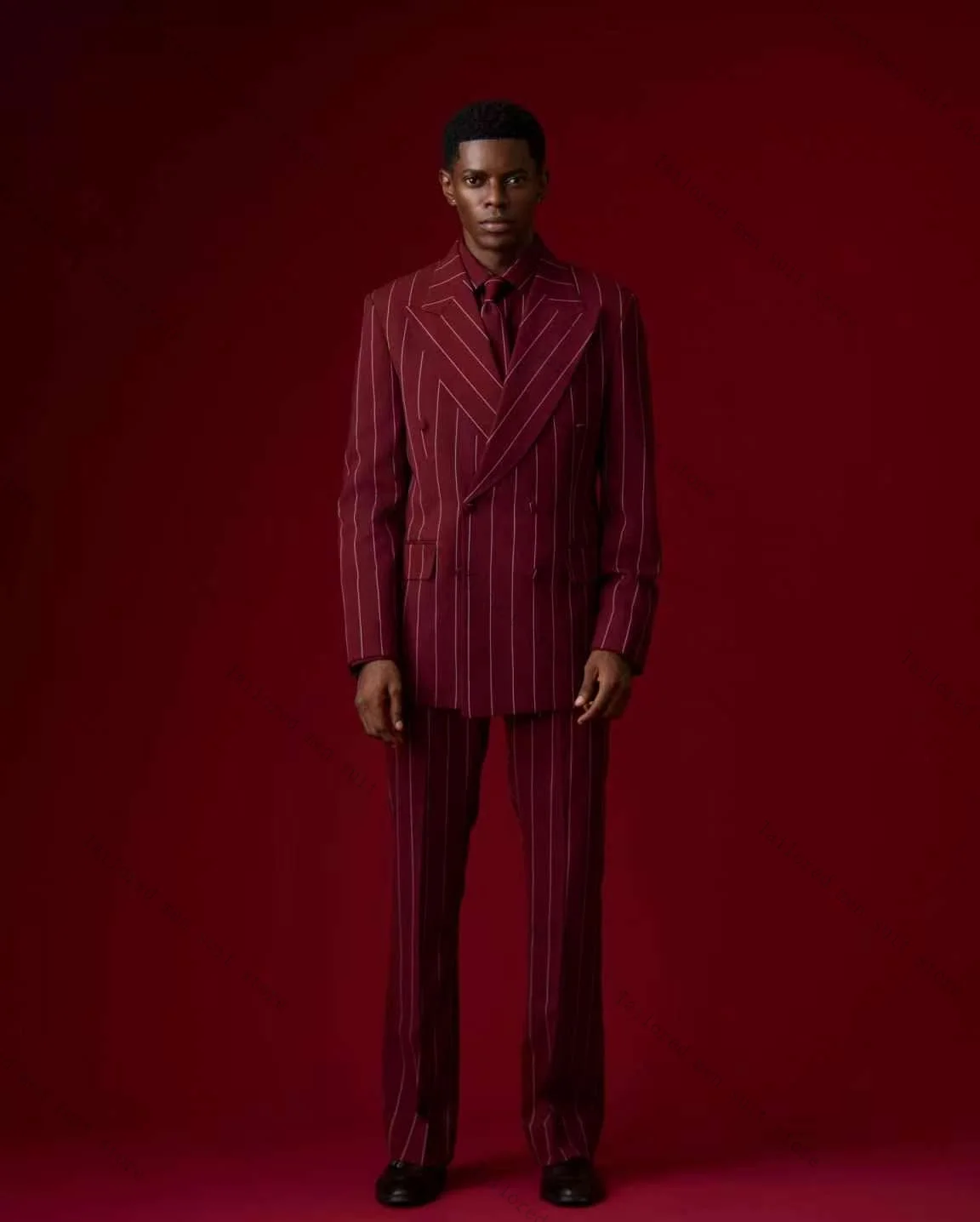 

Pinstripe Cotton Men Suits Pants Set 2 Pcs Blazer+Trousers Groom Wedding Tuxedos Jacket Formal Office Business Coat Outfit