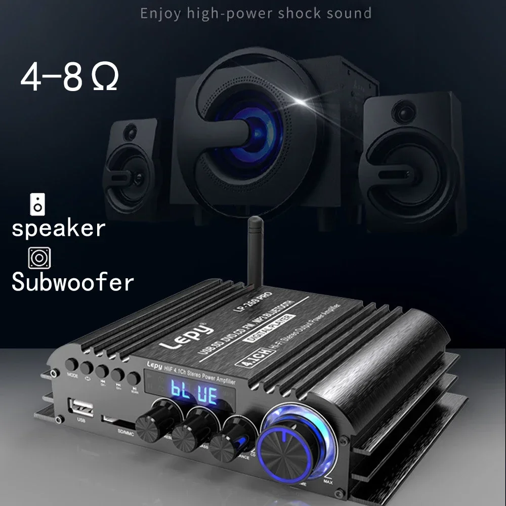 オーディオパワーアンプLEPY-LP-269PRO,hifi,Bluetooth 5.0,チャンネル4.1,同軸入力,USB, SD, FM機能,ホームシアター,サウンドシステム