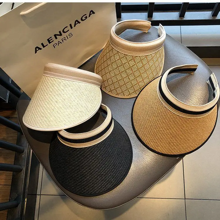 Strohhut, Visiere, Strandhut, Damenhüte und -kappen, leerer Zylinder, Sommerhüte für Frauen, Sonnenschutz, Pferdeschwanzhut, Kpop Designer – Detail 5