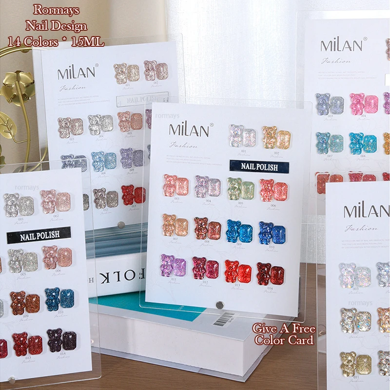 Rormays popular sequins chip gel polishing 14PCS mixed semi permanent sequins UV LED color starry sky nail glue shining salon