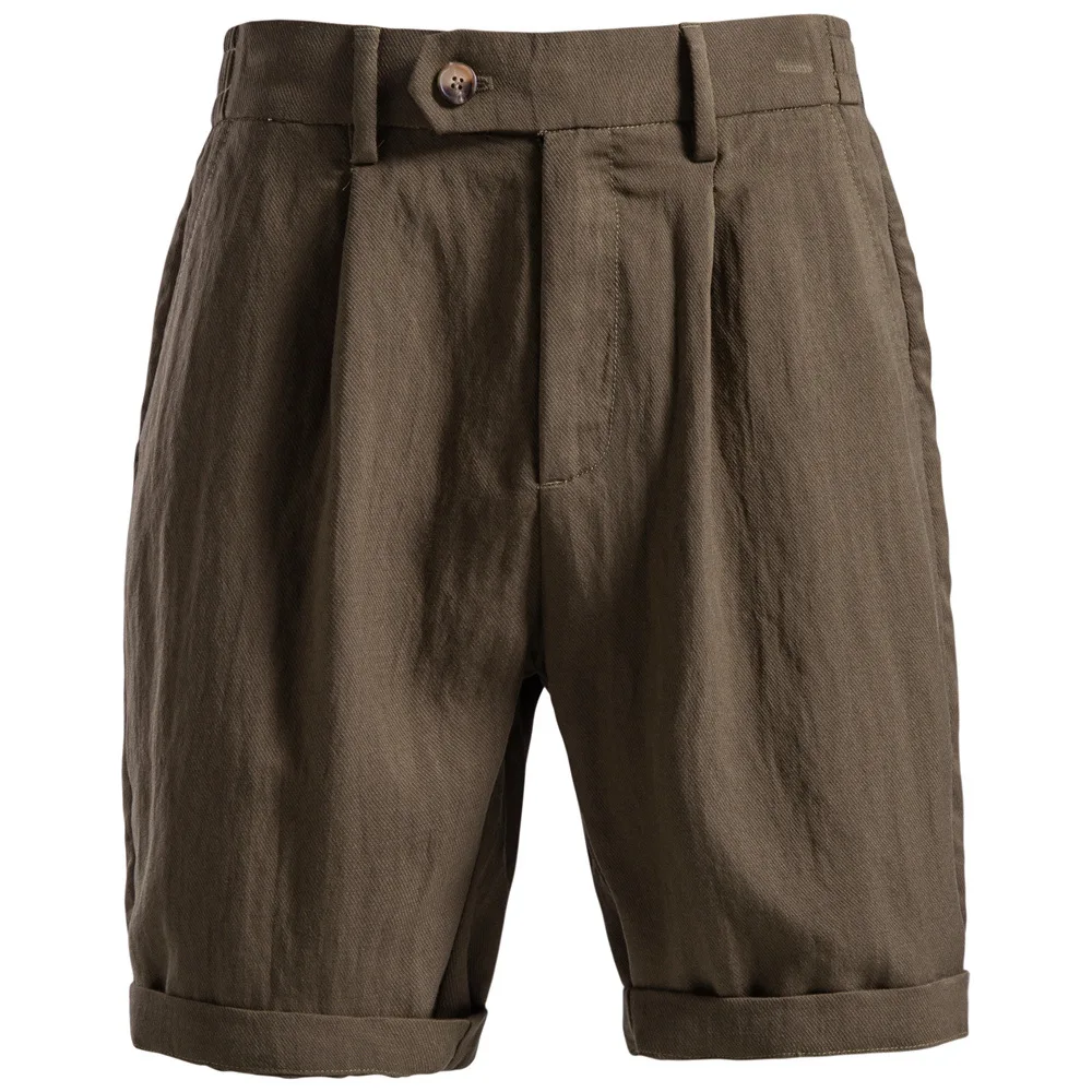 

Новые летние мужские шорты Leersai в стиле бизнес-кэжуал — с молнией, плиссированные для улучшения воздухопроницаемости, прямые, длиной до колена.