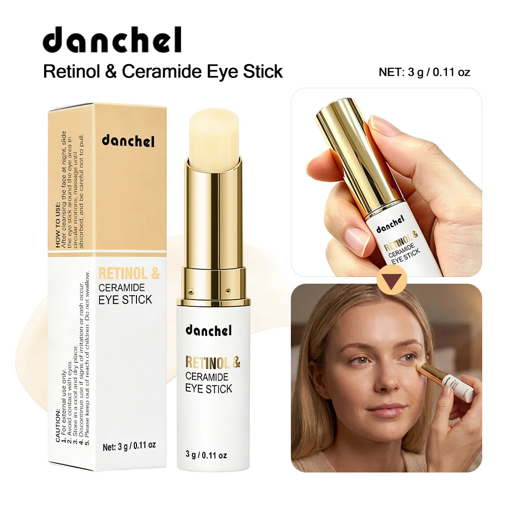 Retinol & Ceramide Eye Stick Reduce Dark Circles Brighten Firm Eye Skin Deep Hydrating Light Yellow Balm Texture Eye Cream