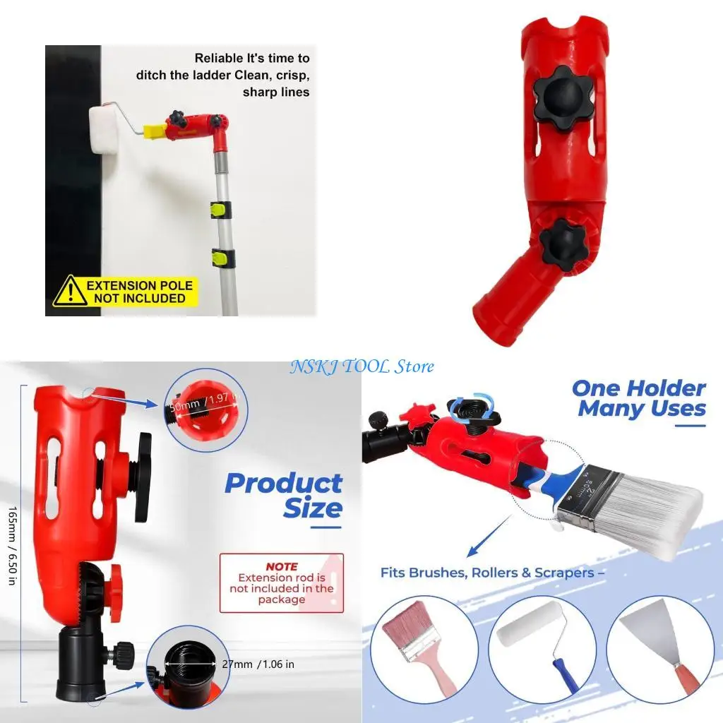 L8RC Paint Brush Holder Painting Tool Adapter Extension Poles Attachment Holder