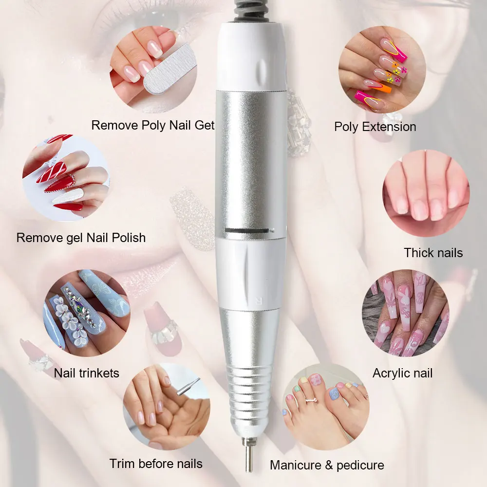 35000rpm 5Pins Electric Nail Drill Machine Handle Handpiece Pedicure Replacement Pen Manicure Beauty Tool ABE Accessory